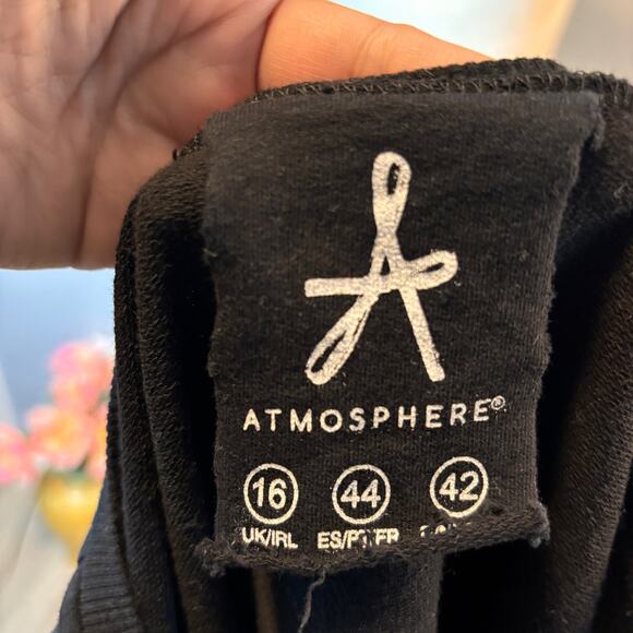 Atmosphere Black Knit Blouse Sweatshirt Floral Long Sleeve Womens M - Picture 4 of 6